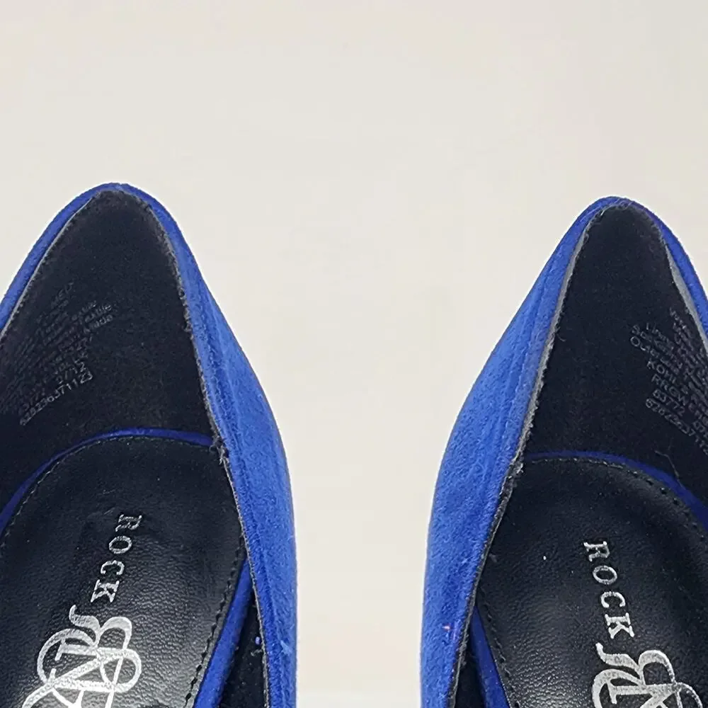 Rock & Republic Gwen Stiletto Pumps Women 9M Royal Blue Faux Suede Almond Toe